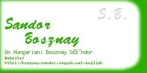 sandor bosznay business card